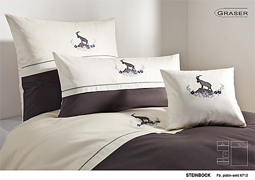 GRASER luxury bed linen - embroidery on mako satin - mod. Steinbock