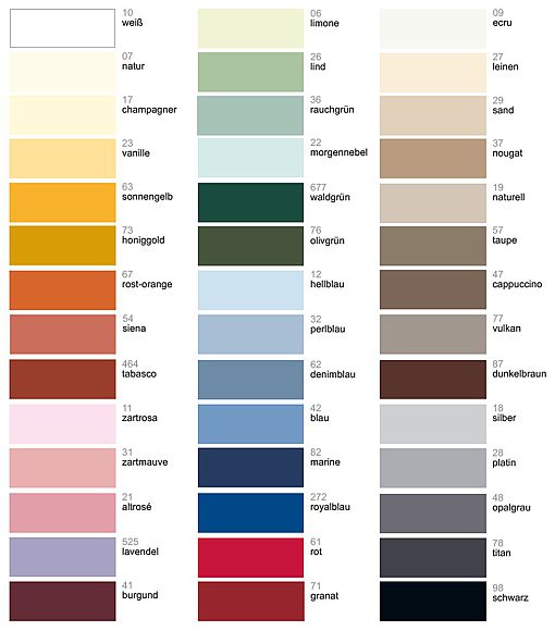 Janine elastic fitted sheets colour card