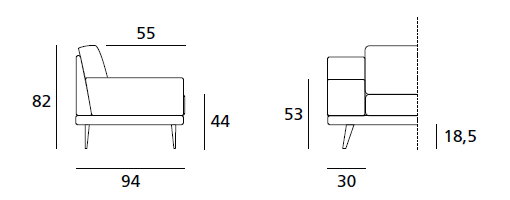 DOIMO SALOTTI - upholstery series carter dimensions