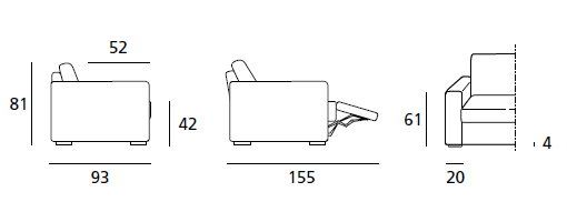 DOIMO SALOTTI - upholstery series dylan dimensions