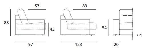 DOIMO SALOTTI - upholstery series samir dimensions