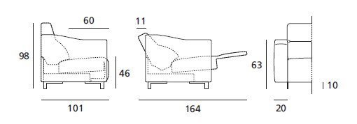 DOIMO SALOTTI - upholstery series samuel dimensions