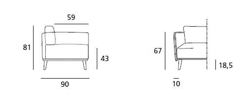 DOIMO SALOTTI - upholstery series Stuart dimensions
