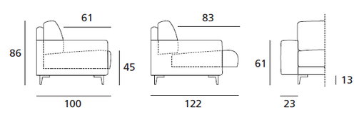 DOIMO SALOTTI - upholstery series zar dimensions