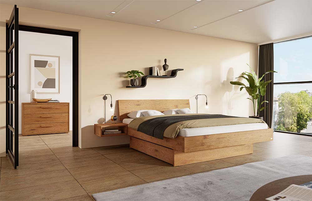 Massivholzbett Oak-wild Serie von HASENA