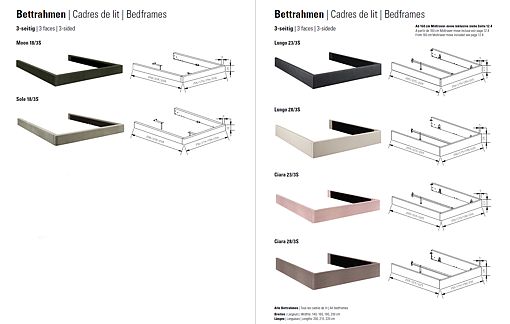 HASENA Dream Line bedframes 3 sided - side rails and foot rail