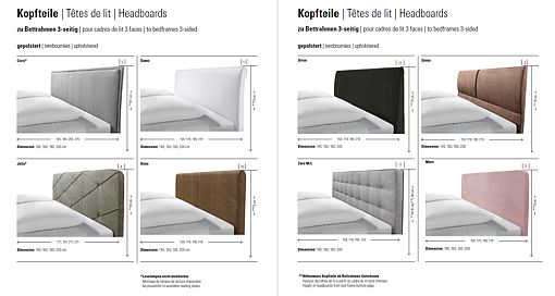 HASENA Dream Line headboard for bedframes 3 sided - side rails and foot rail