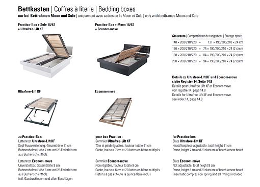 HASENA Dream Line base Practico with lift-up slats and container