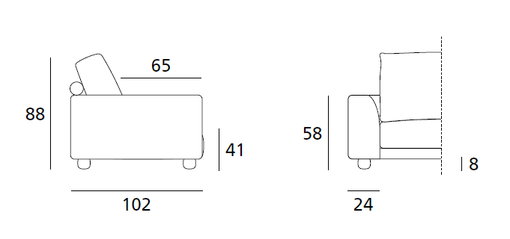 DOIMO SALOTTI - upholstery series Norman dimensions