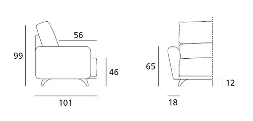 DOIMO SALOTTI - upholstery series Victor dimensions